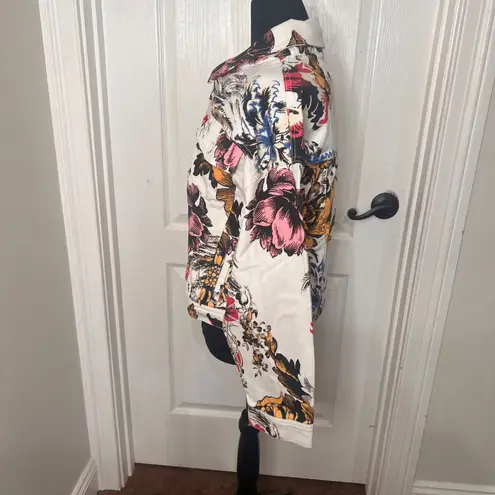 Desigual Women's White Hawaii Floral Print Jeans Jacket Size Large US NWT