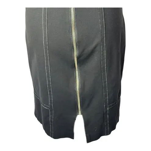 Of Mercer Dress Women 6 Black White Stitching Sleeveless Back Zip Sheath Mini