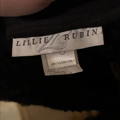 vintage Lillie Rubin Black Lace Corset Long Sleeve top Square Neck whimsygoth Size L