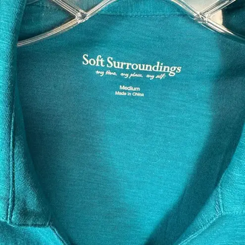 Soft Surroundings Women’s Sleeveless Mismatched Eclectic Button Teal Shirt M