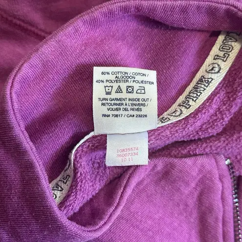 PINK - Victoria's Secret  Quarter Zip Pullover Sweatshirt Women L Purple Pink Pocket