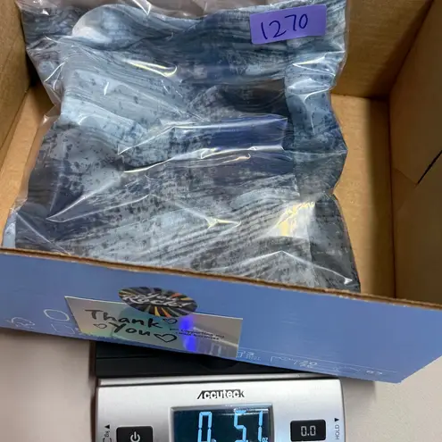 One World Small Blue Top Chiffon Lined Bell Sleeve Hippie Artsy Boho Lagenlook