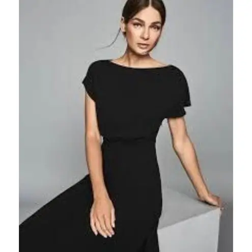 Reiss Victoria Asymmetrical Cap-Sleeve Black Classic Dress size 8 NWT