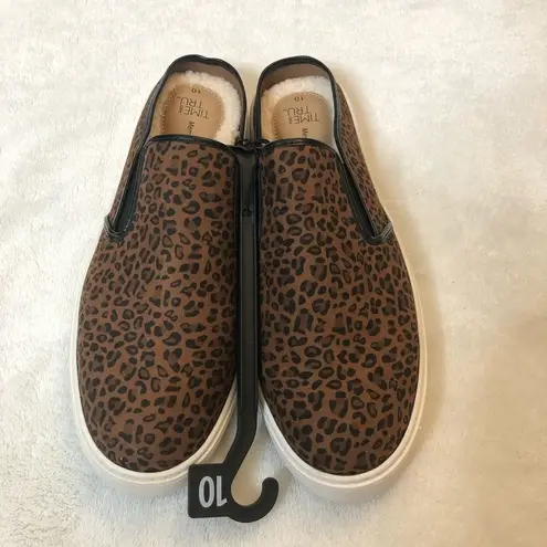 Time And Tru Women’s Leopard Print Casual Twin Gore Mule Slip on Shoes Size 10