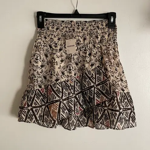 Revolve Smocked Tiered Ruffle printed wrap mini skirt