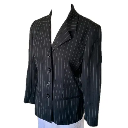 Jacqueline Ferrar Blazer Size 8 Pinstripe Black White Classic Fit