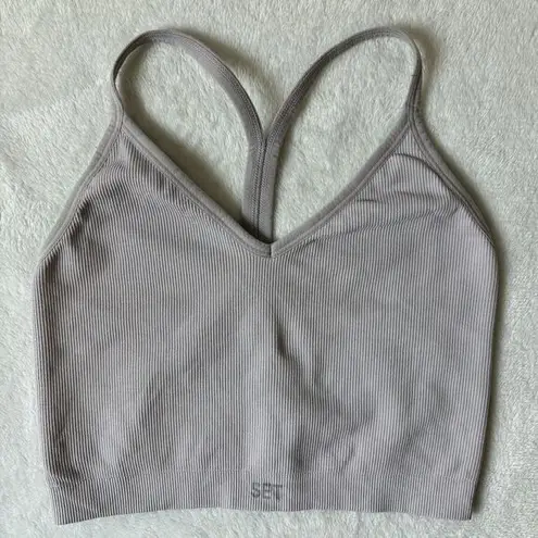 Set Active  Ribbed Bra Womens Size M Sculptflex Beige Off White Sports Bra Tank