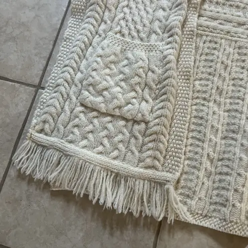 The Irish Store Cable Knit Cardigan Shawl 100% Merino Wool Ireland Made Pockets Size undefined