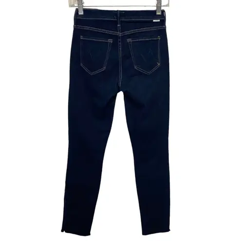 MOTHER Denim Looker Ankle Fray Jeans in So Good Dark Wash Raw Hem