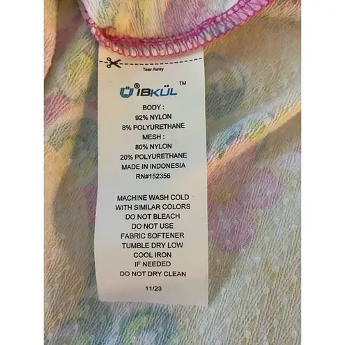 IBKUL Calista Hot Pink 1/4 Zip Shirt Large Yellow Lemons Mesh Long Sleeve UPF50+