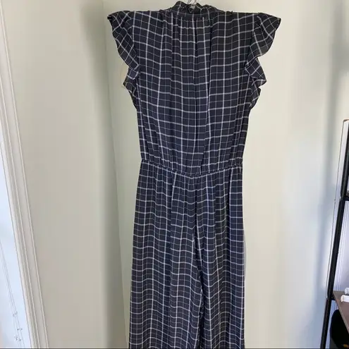 Rebecca Taylor Plaid Silk Windowpane Jumpsuit Size 2 (small) black Wide Leg