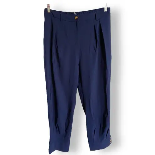 Grace Karin Womens Pants Size 2XL Navy Blue Tapered Ankle Pleated Buttons NEW