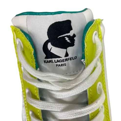 Karl Lagerfeld PARIS Calico Colorblock Patch Sneakers White Aqua 11