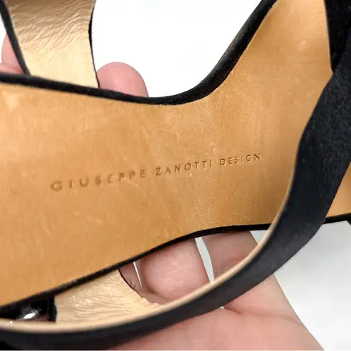 Giuseppe Zanotti NEW Silk Satin Rhinestone Sandal Heels Designer Glam Black 6