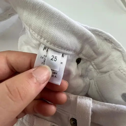 Pistola Jeans Womens 25 White Skinny Distressed Mid Rise Stretch Denim