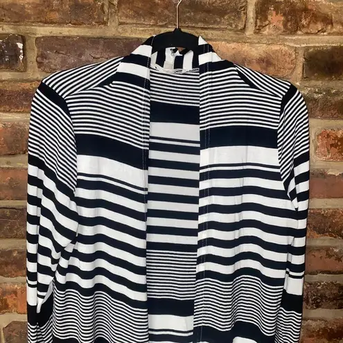 Cyrus  Black & White Striped Open Front Cardigan Sweater Women's Size Medium