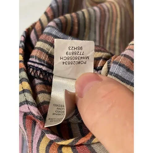 Christopher & Banks Women Multicolor Striped Henley Tunic Shirt Top Size L