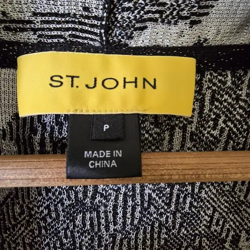St. John Cardigan Petite Size P Duster Knit Yellow Tag Resort 2013 Black Silver