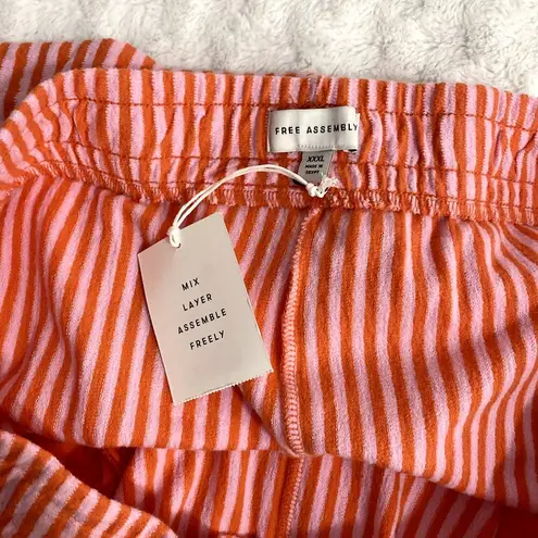 NEW Free Assembly Orange Striped Pull On Terry Cloth Beach Summer Shorts XXXL Size undefined