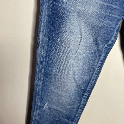 Moussy Vintage Diana Distressed Cropped Skinny Jeans with Fringed Hem size 25