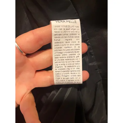 Authentic Vintage De Luxe Italian Black Leather Jacket Sz Women 44 M Zippers Size M