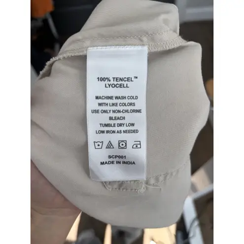 Quince Women's Vintage Wash Tencel Drawstring Cargo Pants Size Large In Shale