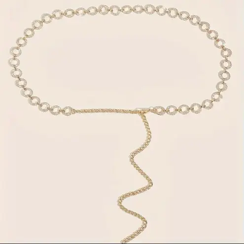 Elegant Gold Plated Rhinestone Waist Chain Belt Versatile Accessory Adjustable