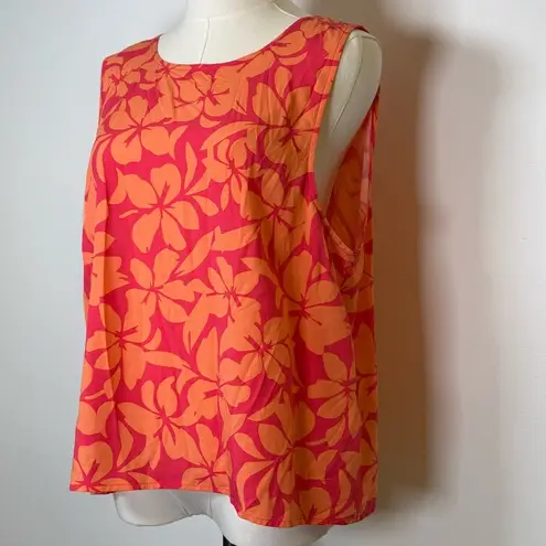 J.Crew  Sleeveless Tropical Hawaiian Top Orange And Pink Women’s Size Large