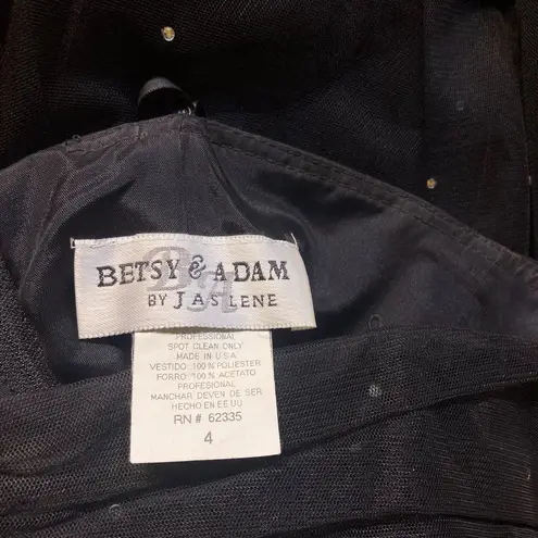 Betsy and Adam Vtg 90s Y2K Black Tulle Retro 50s Pinup Strapless Prom Tea Cupcake Swing Dress