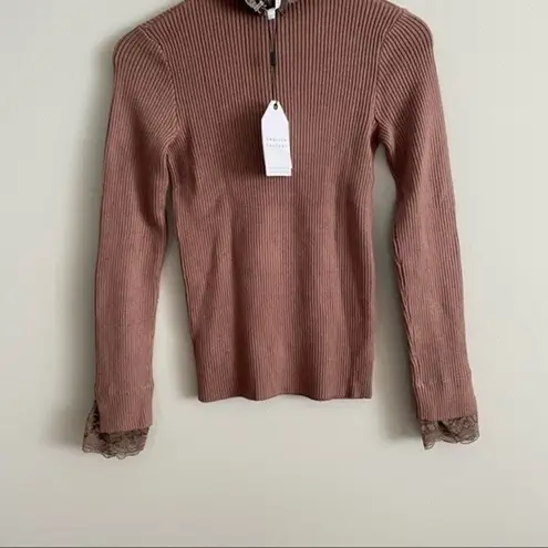 English Factory NWT Turtleneck Knit Lace Top