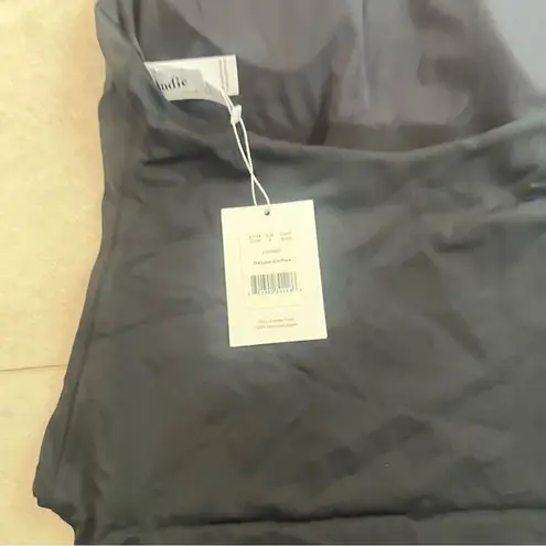 ANDIE NWT Swim Black Luzon One Piece Small Halter Open Back Dramatic Minimalist