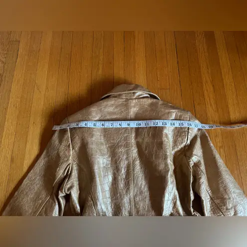 Vtg 90s Pelle Studio Metallic Gold Crocodile Blazer