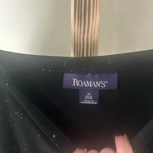 Roamanโs Off the Shoulder Black Glitter Maxi Dress Size Medium NWT