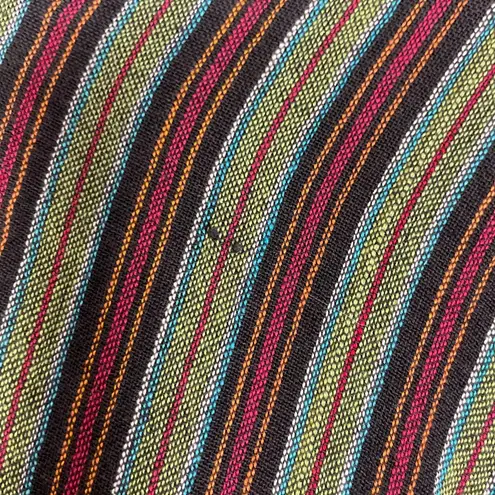 Striped Wrap Skirt Floral Embroidery Boho Flowers Ribbon Tie Waist Green Red Size undefined