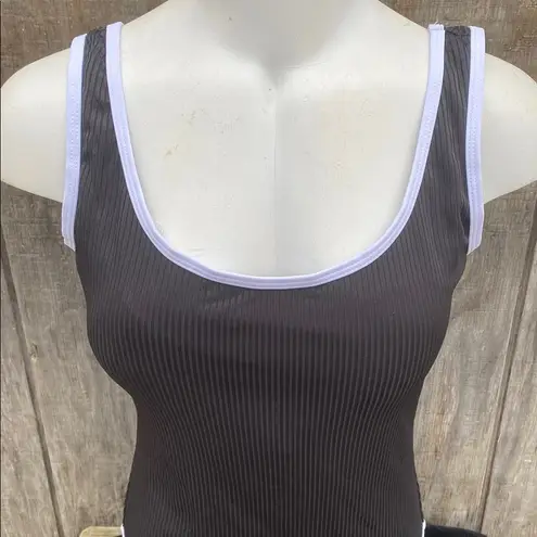 New Woman’s Black and White One Piece Swimwear with Scoop Neckline Size Medium