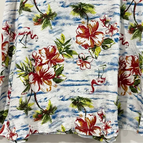 Fresh Produce Tropical Floral Flamingo Print Skirt Size Medium Cotton