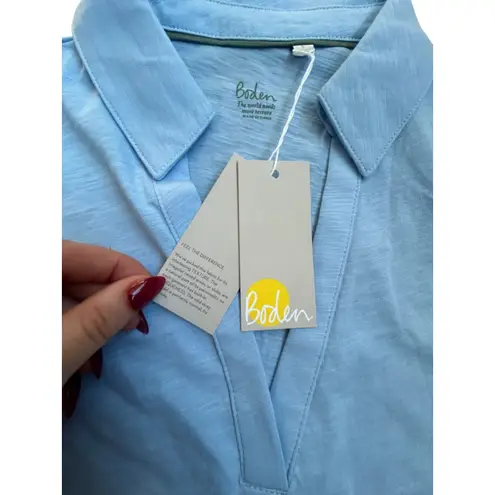 Boden Long Sleeve Collared Polo Shirt Light Blue Cotton Blend Women's Size S NWT