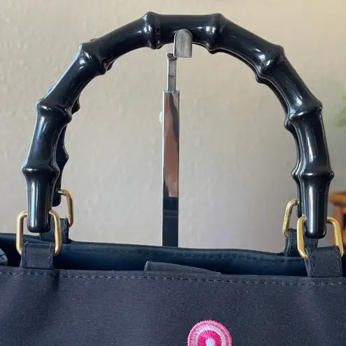 Tianni purse Tianni Retro Mod Handbag Purse Black With Multicolored Embroidered Dots