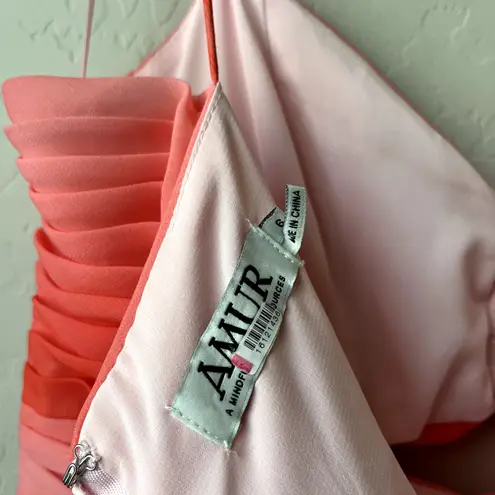 AMUR Dress Emmett Pleated Maxi Gown in Ombre Sunset Size 6