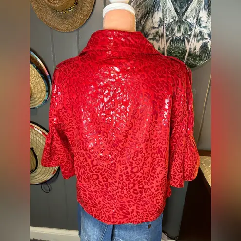 Vintage Red Leopard Print Jacket & Sleeveless Shirt Combo Medium