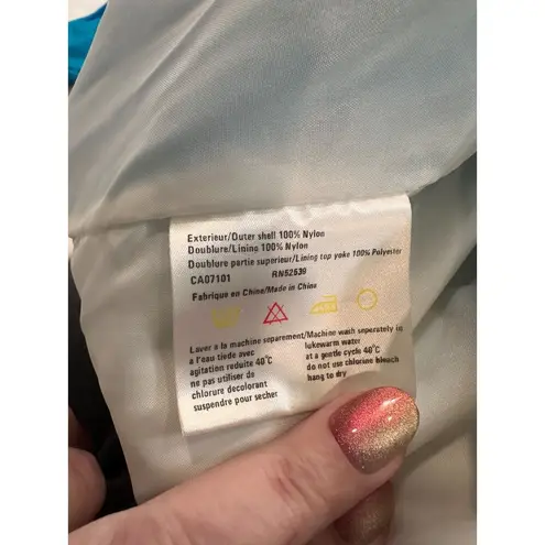 Unex Vintage 90s Windbreaker Jacket Size Medium Teal Green Shoulder Pads Blue