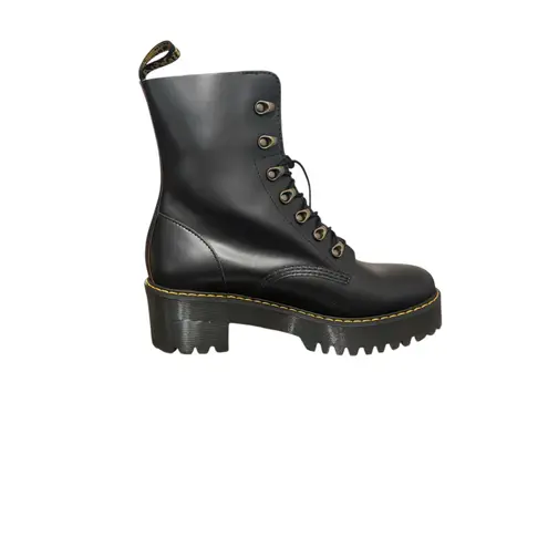 Dr. Martens NEW!  Leona Black Vintage Smooth Leather Heeled Boots - Siize 11