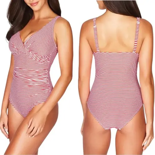 Sea Level Positano Stripe Cross Front One Piece Swimsuit Size 4 NWT White