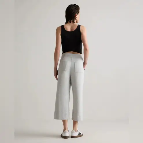 Quince Heather Gray Super Soft Fleece Cropped Wide Leg Pants Size Small