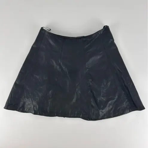 Vintage Leather Mini Skirt Black Size 38
