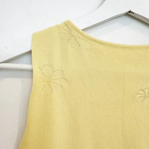 Peppermayo Holly Floral Daisy Sleeveless Knit Top in Yellow Size Small Medium
