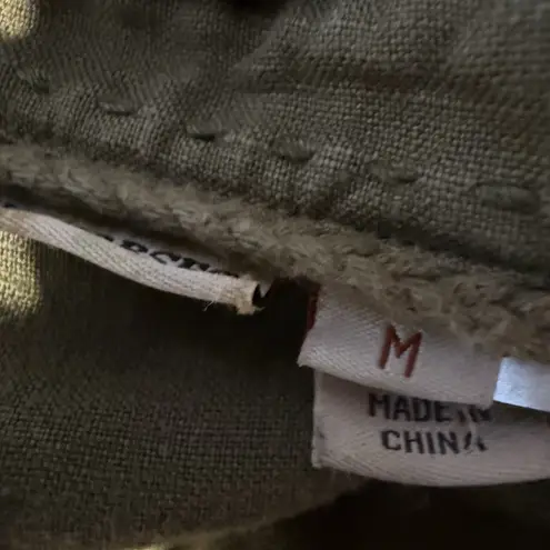 Holding Horses Womens Green 100% Linen LS Button Blouse M Festival Boho Cottage