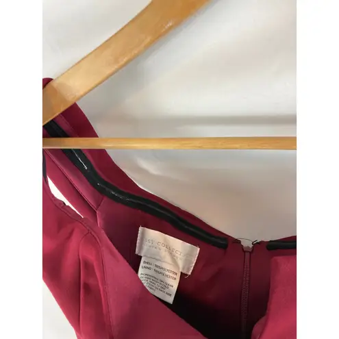 Dessy Collection Vivian Diamond Notched Off the Shoulder Crepe Gown size 10 Red