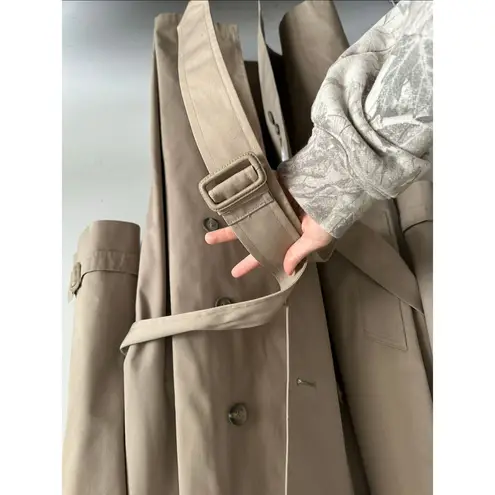 London Fog Vintage Long Trench Coat Button Tie Waist Tan Light Brown 42 Long