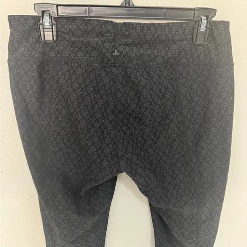 prAna Misty Leggings Charcoal Gray and Black Jacquard Knit Ruched Tight Large